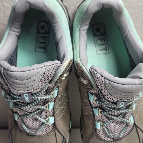 Oboz Sapphire Low Womens Size 7 Shoes Gray Leather Waterproof Hiking Sneakers - Picture 6 of 8